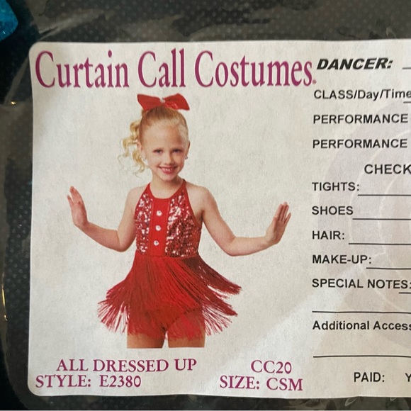 Curtain Call Costumes All Dressed Up style E2380, size children small and medium - Picture 3 of 4